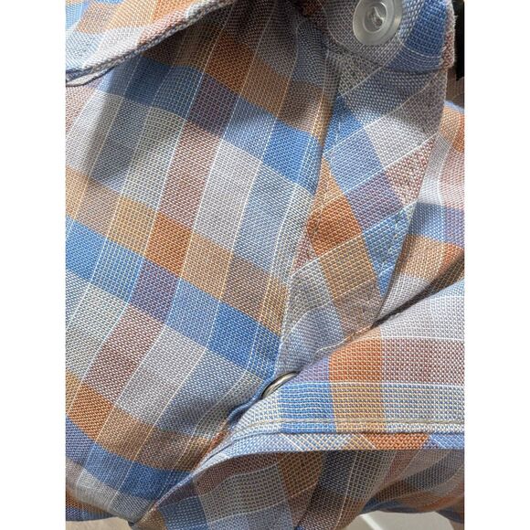 Vintage 70s Tem Tex Pearl Snap Western Shirt Mens M Plaid Check Cowboy Sawtooth - Picture 11 of 11